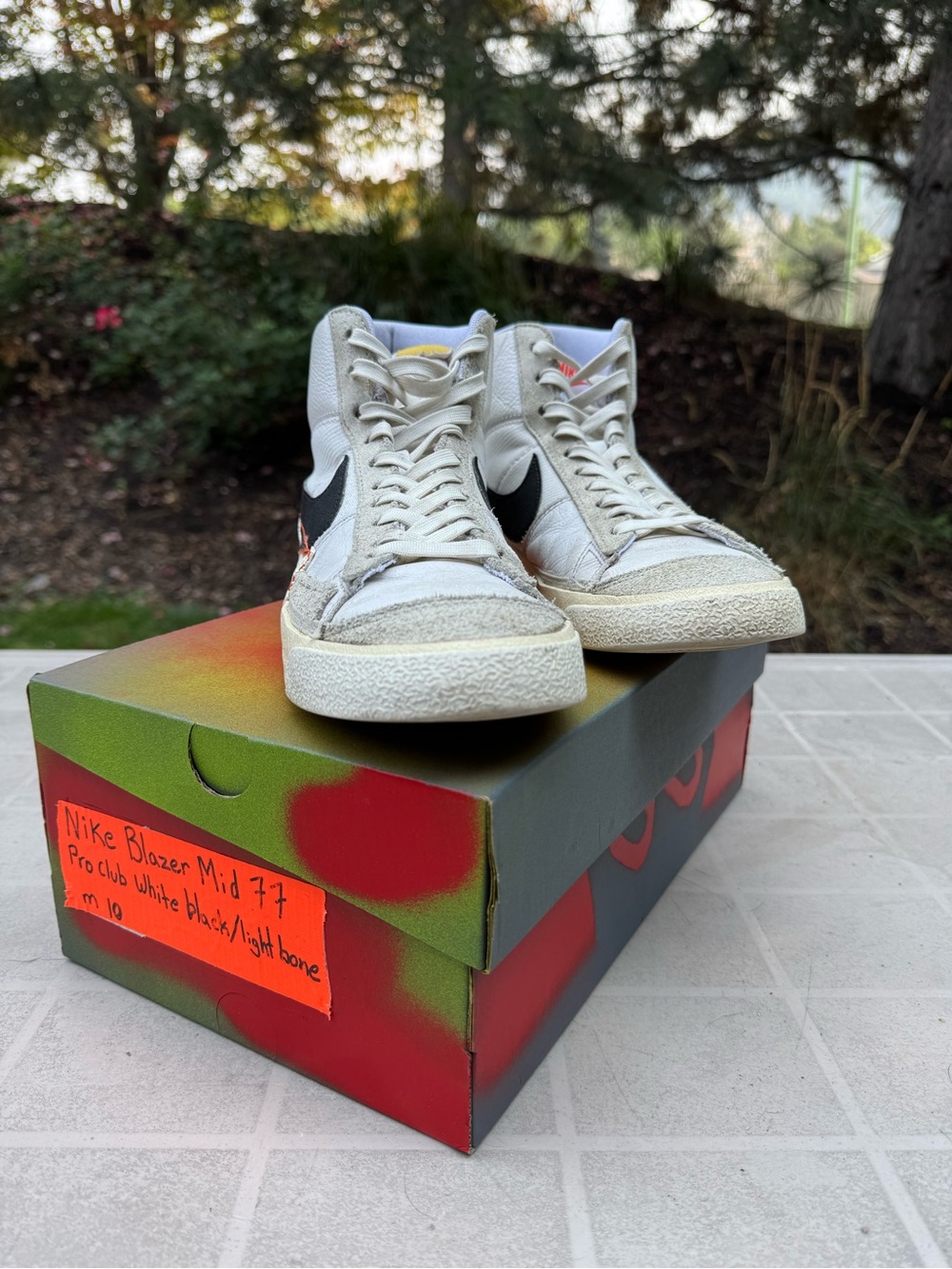 Nike Blazer Mid '77 Vintage-Style Sneakers in White, Black, Light Bone